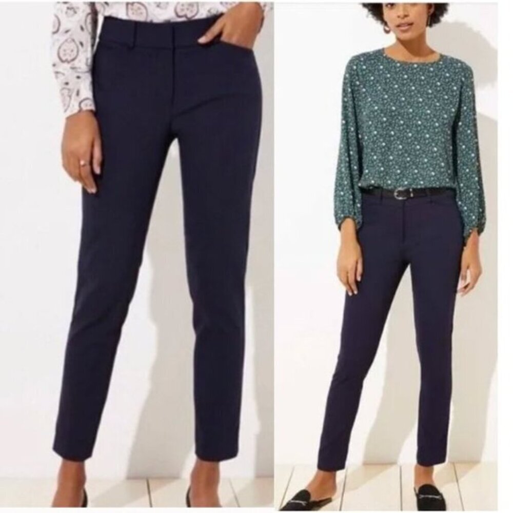 Ann Taylor Loft Blue Pants Julie Skinny Ankle Size 8